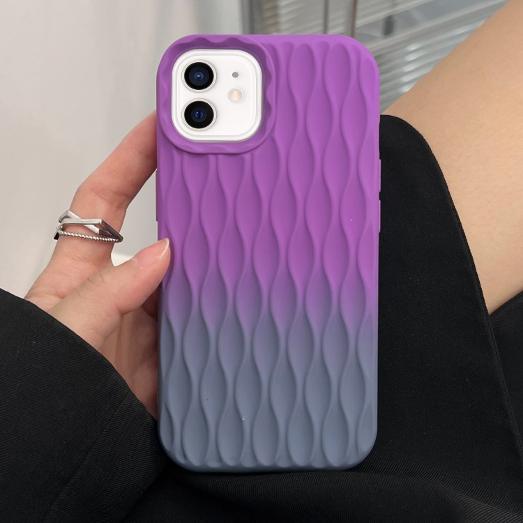 

For iPhone 11 Water Ripple Texture Gradient Color TPU Phone Case(Purple-Grey)
