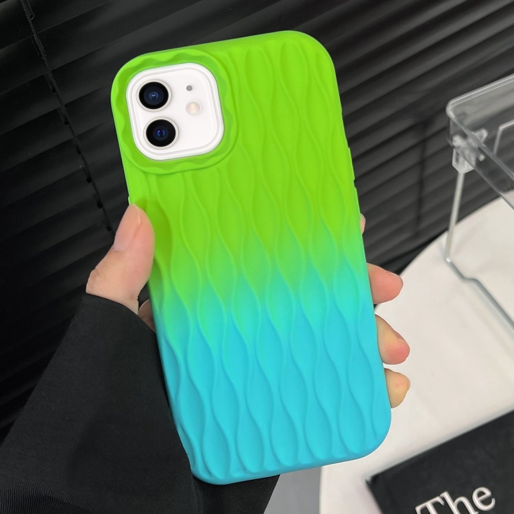 

For iPhone 11 Water Ripple Texture Gradient Color TPU Phone Case(Green-Blue)