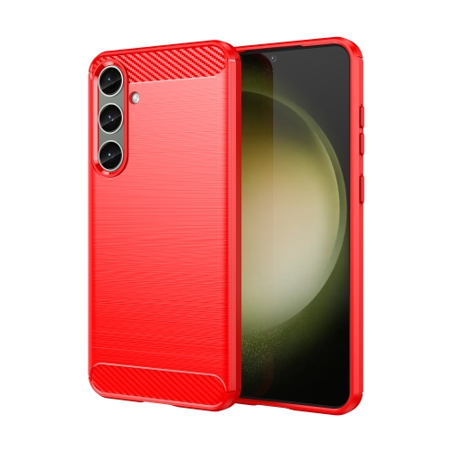 

For Samsung Galaxy S24+ 5G Brushed Texture Carbon Fiber TPU Phone Case(Red)
