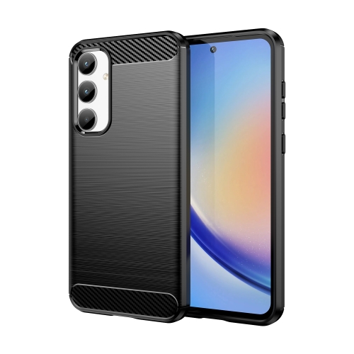 

For Samsung Galaxy A35 Brushed Texture Carbon Fiber TPU Phone Case(Black)