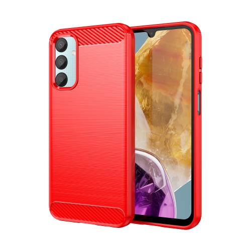 

For Samsung Galaxy M15 Brushed Texture Carbon Fiber TPU Phone Case(Red)