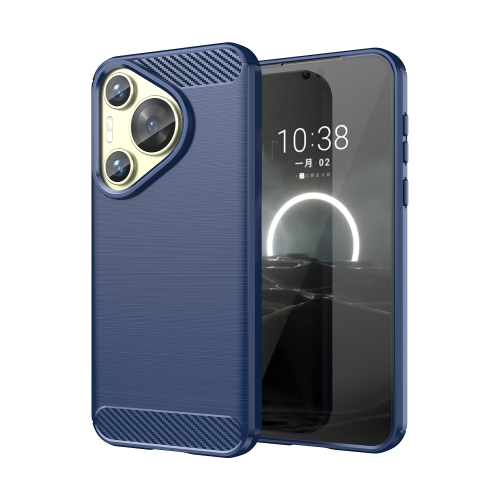 For Huawei P70 Brushed Texture Carbon Fiber TPU Phone Case(Blue)
