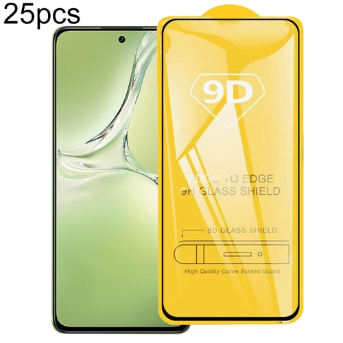 

For OPPO K12x / Reno12 F 5G / A3 25pcs 9D Full Glue Screen Tempered Glass Film