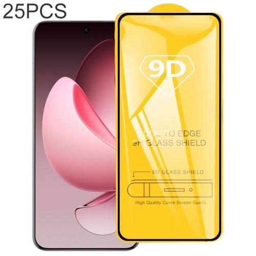 

For OPPO Reno13 Pro Global 25pcs 9D Full Glue Screen Tempered Glass Film