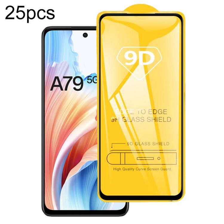 

For OPPO A79 5G 25pcs 9D Full Glue Screen Tempered Glass Film