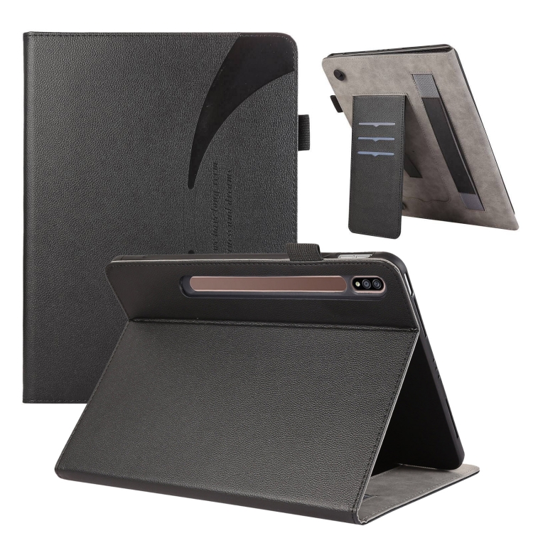 

For Samsung Galaxy Tab S7 Lite / S7+ Litchi Texture Leather Sucker Tablet Case(Black)