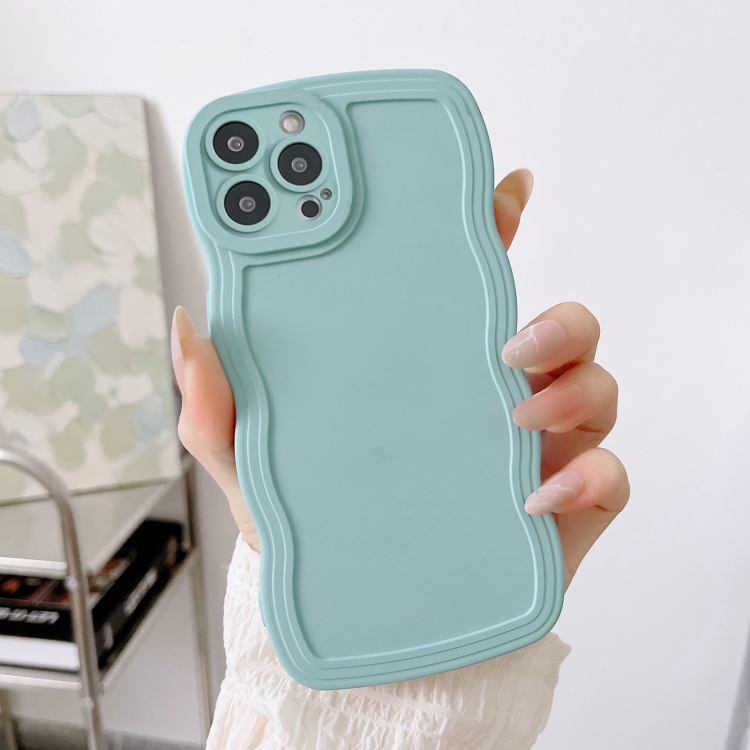 

For iPhone 15 Pro Wave Edge Silicone Phone Case(Blue)