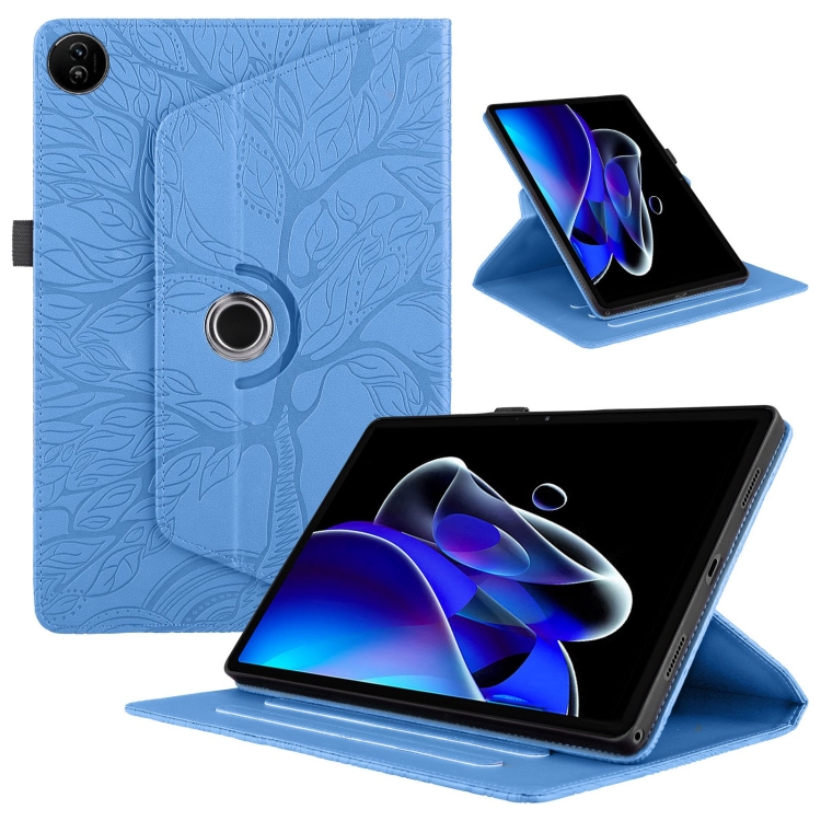 

For Realme Pad 2 Tree Life Embossed Rotation Leather Tablet Case(Blue)