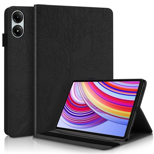 

For Xiaomi Redmi Pad Pro 12.1 Tree Life Series Embossed Leather Tablet Case(Black)