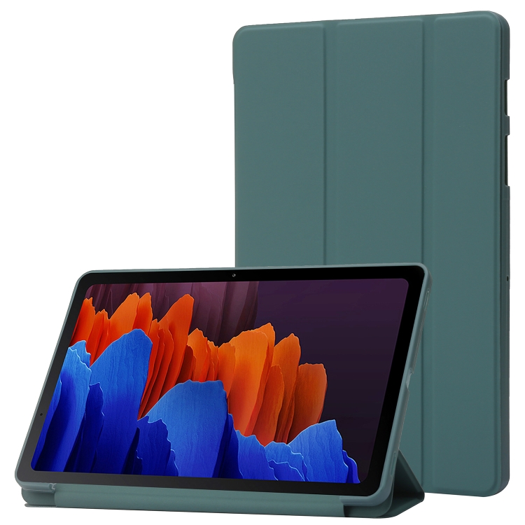 

For Samsung Galaxy Tab S9+ / S10+ 3-Fold Holder Silicone Leather Tablet Case(Dark Green)