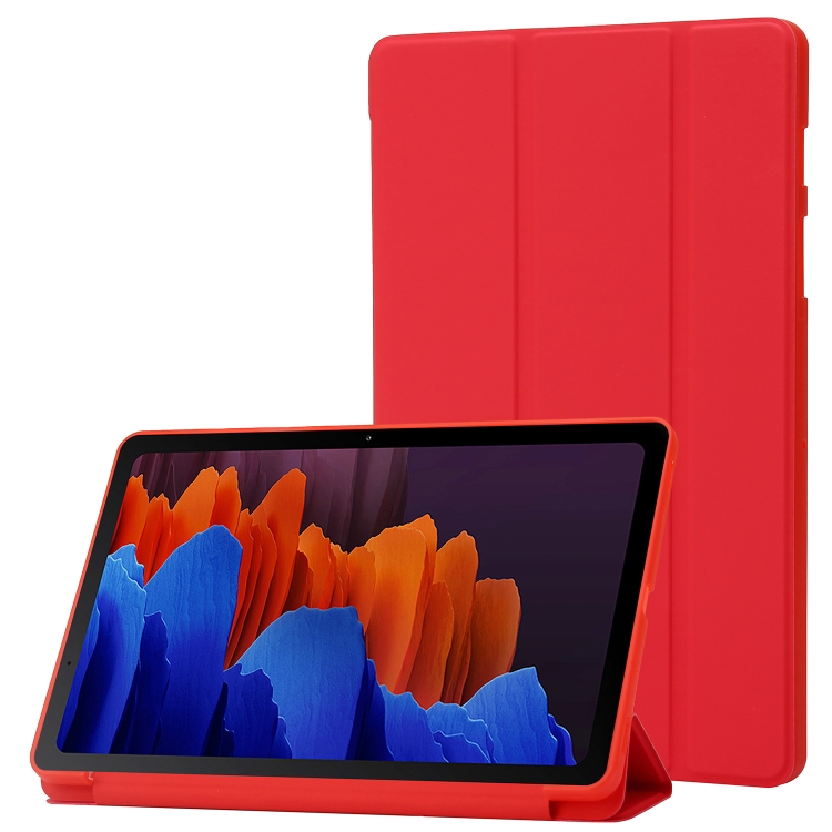 

For Samsung Galaxy Tab S9 3-Fold Holder Silicone Leather Tablet Case(Red)