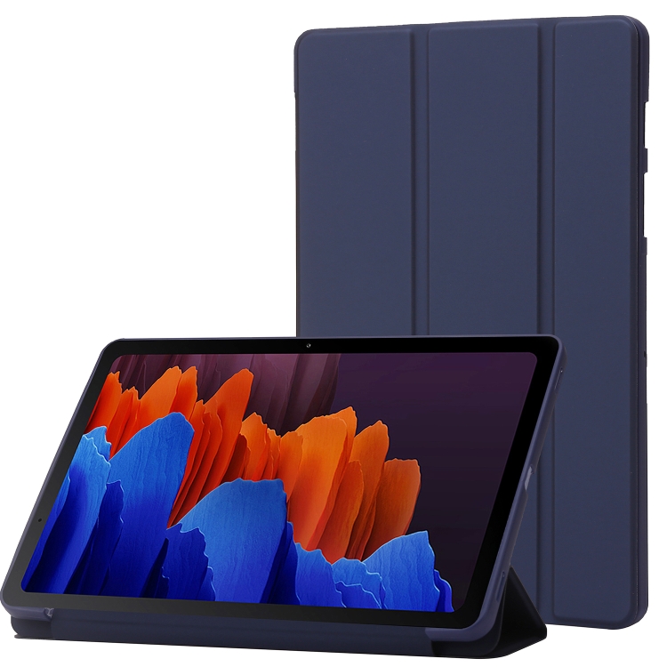 

For Samsung Galaxy Tab S10 FE / S9 FE / S9 3-Fold Holder Silicone Leather Tablet Case(Dark Blue)