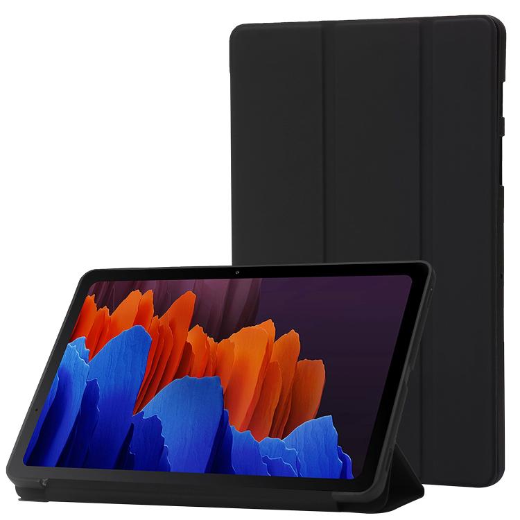For Samsung Galaxy Tab S11 3-Fold Holder Silicone Leather Tablet Case(Black)