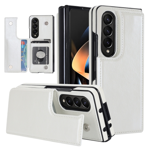 

For Samsung Galaxy Z Fold4 Double Buckle Card Slot Foldable Phone Case(White)