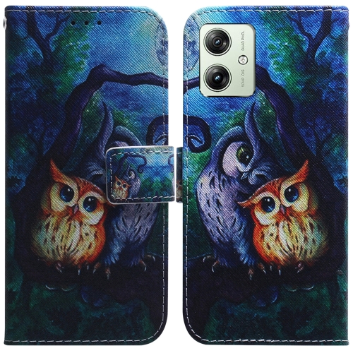 

For Motorola Moto G54 Coloured Drawing Flip Leather Phone Case(Oil Painting Owl)