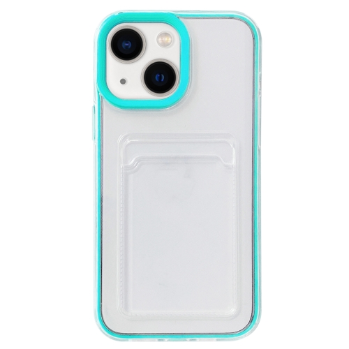 

For iPhone 15 360 Clear PC Hybrid TPU Phone Case with Card Slot(Blue)