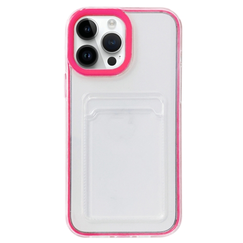 

For iPhone 15 Pro 360 Clear PC Hybrid TPU Phone Case with Card Slot(Rose Red)