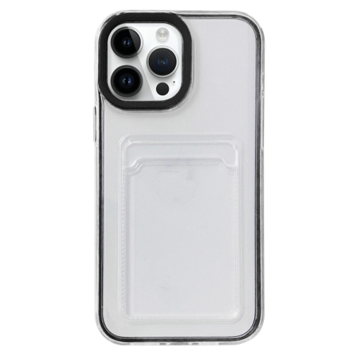 

For iPhone 15 Pro Max 360 Clear PC Hybrid TPU Phone Case with Card Slot(Black)