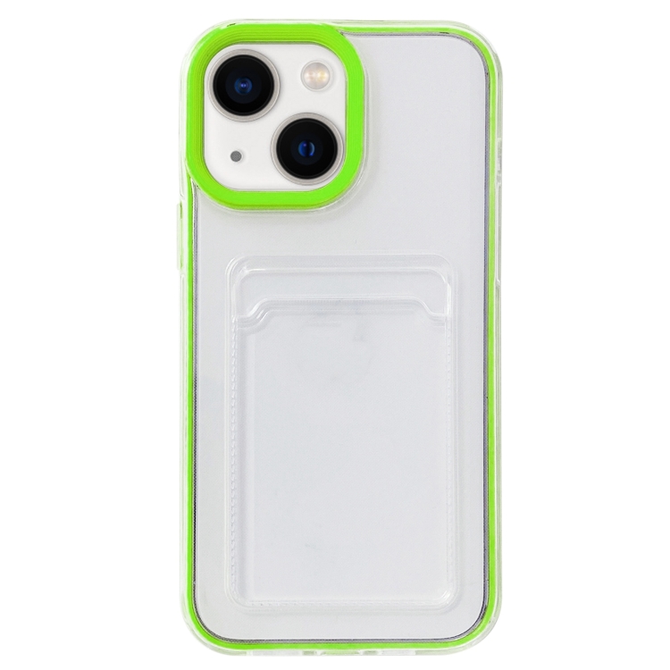 

For iPhone 14 360 Clear PC Hybrid TPU Phone Case with Card Slot(Green)