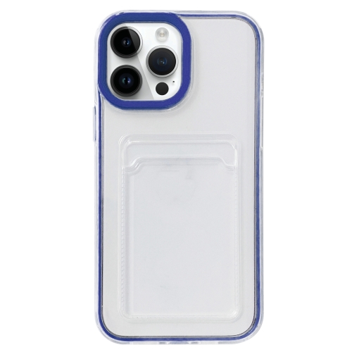 

For iPhone 14 Pro Max 360 Clear PC Hybrid TPU Phone Case with Card Slot(Royal Blue)