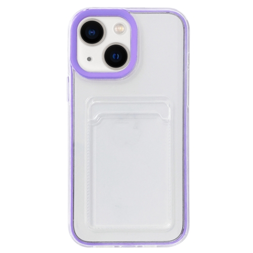 

For iPhone 13 360 Clear PC Hybrid TPU Phone Case with Card Slot(Purple)