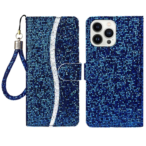 

For iPhone 15 Pro Max Glitter Powder Filp Leather Phone Case(Blue)