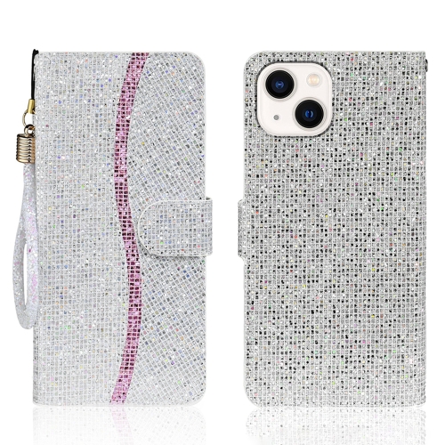 

For iPhone 15 Plus Glitter Powder Filp Leather Phone Case(Silver)