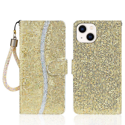 

For iPhone 15 Glitter Powder Filp Leather Phone Case(Gold)