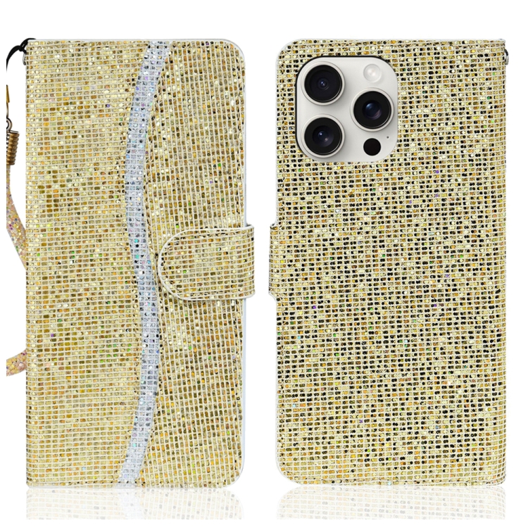 

For iPhone 16 Pro Glitter Powder Filp Leather Phone Case(Gold)
