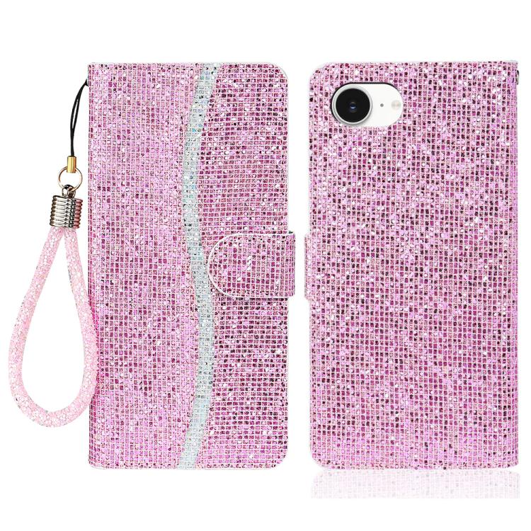 

For iPhone 16e Glitter Powder Filp Leather Phone Case(Pink)