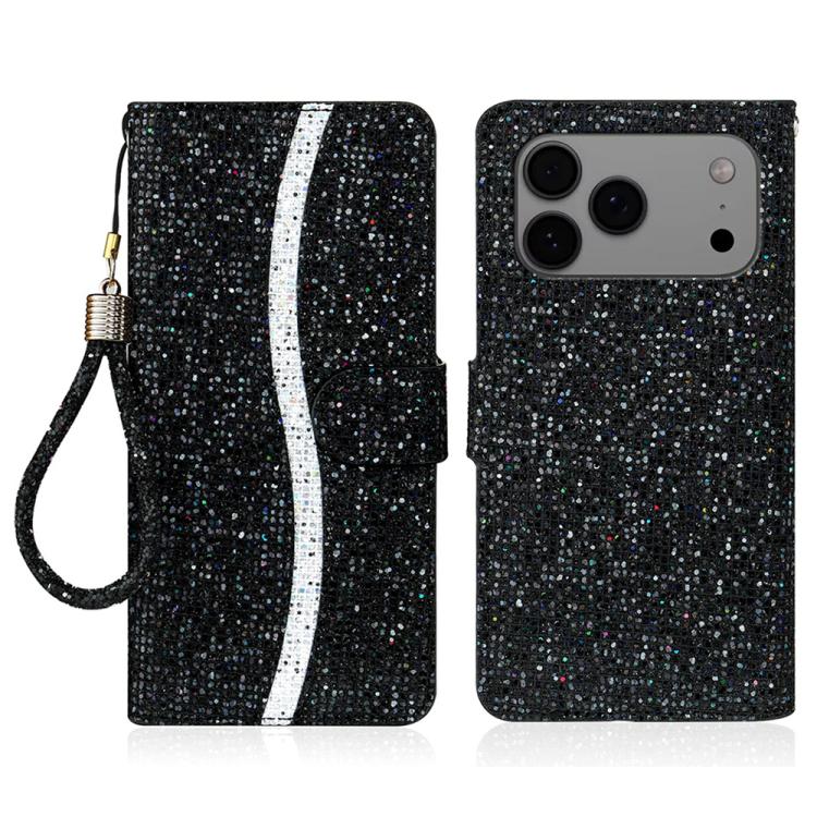 

For iPhone 17 Pro Max Glitter Powder Filp Leather Phone Case(Black)