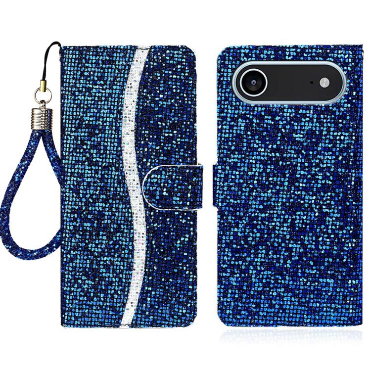 

For iPhone Air Glitter Powder Filp Leather Phone Case(Blue)