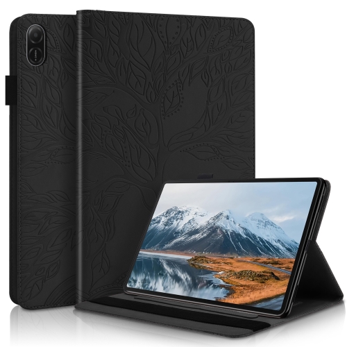 

For Honor Pad X8a Tree Life Series Embossed Leather Tablet Case(Black)