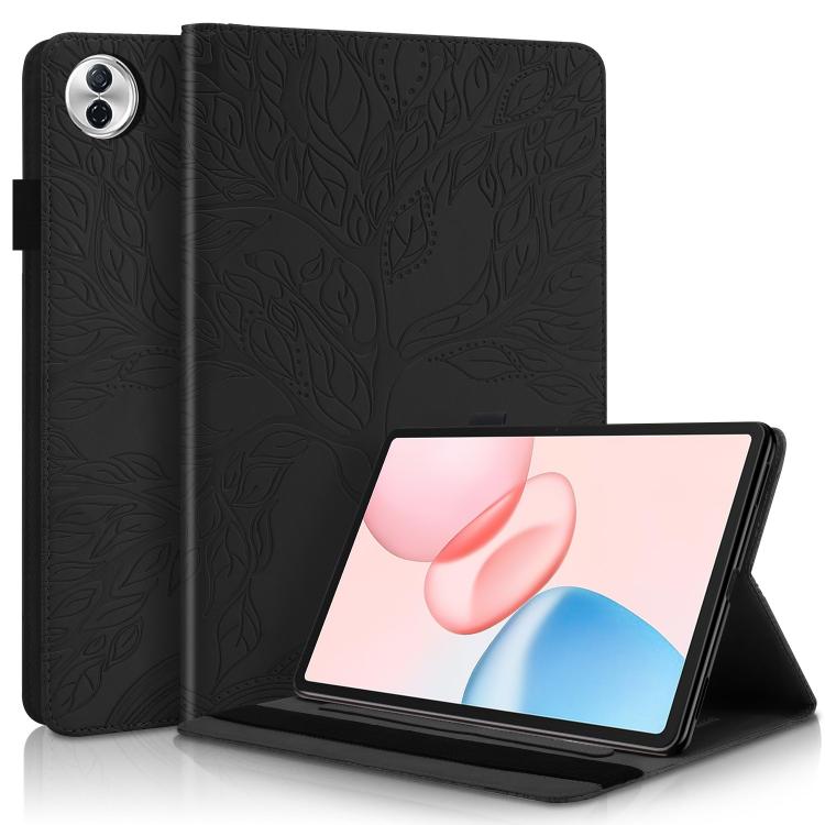 

For Honor Pad 10 Tree Life Series Embossed Leather Tablet Case(Black)