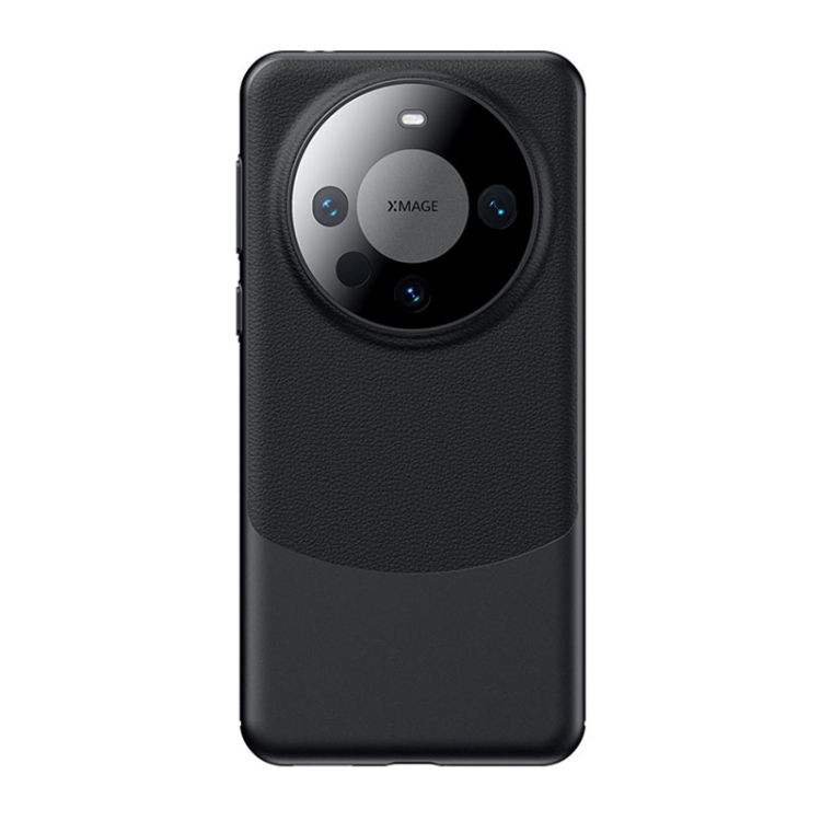 

For Huawei Mate 60 Lens Protection PC + Leather Phone Case(Black)