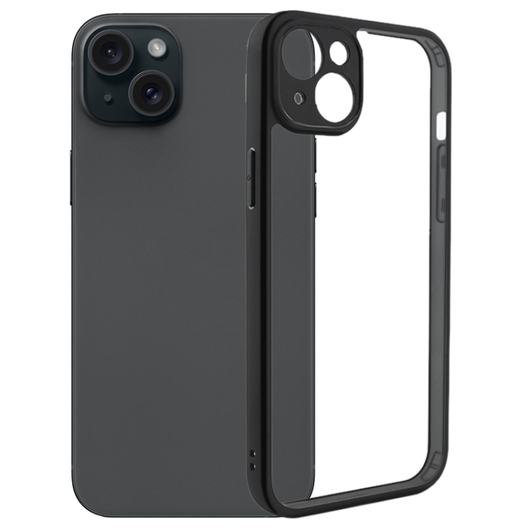

For iPhone 15 Plus Fine Pore Frosted TPU + Transparent PC Phone Case(Black)
