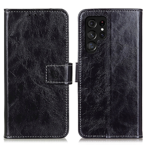 

For Samsung Galaxy S24 Ultra Retro Crazy Horse Texture Leather Phone Case(Black)