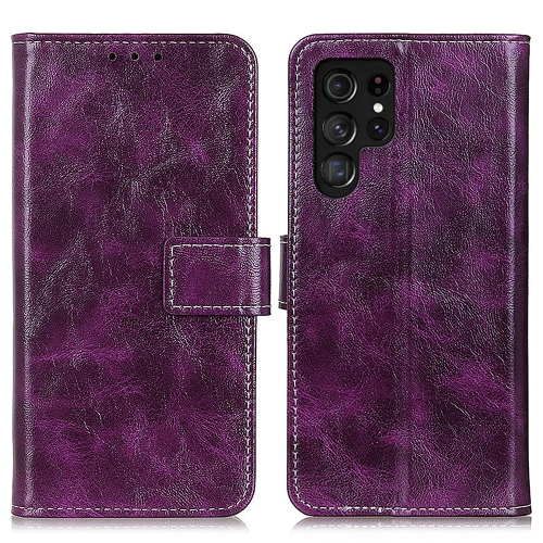 

For Samsung Galaxy S24 Ultra Retro Crazy Horse Texture Leather Phone Case(Purple)