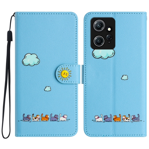 

For Xiaomi Redmi Note 12 4G Global Cartoon Cats Leather Phone Case(Blue)