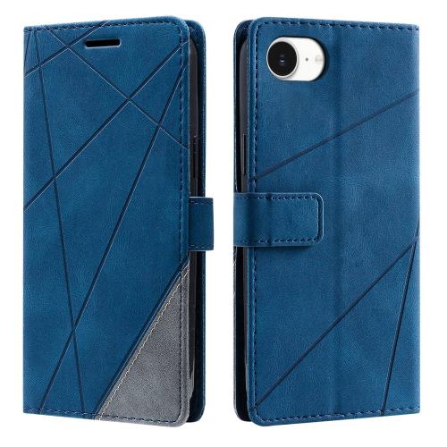 

For iPhone 16e Skin Feel Splicing Leather Phone Case(Blue)