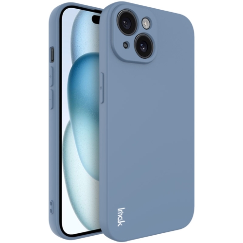 For iPhone 15 Plus imak UC-4 Series Straight Edge TPU Phone Case(Grey) for samsung galaxy s23 fe 5g imak ux 5 series transparent shockproof tpu phone case