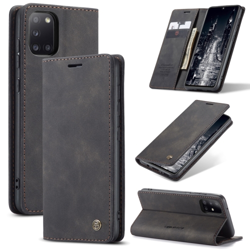 

For Samsung Galaxy A31 CaseMe-013 Multifunctional Retro Frosted Horizontal Flip Leather Case with Card Slot & Holder & Wallet(Black)