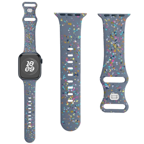 

For Apple Watch SE 2023 44mm Floral Silicone Watch Band(Grey)