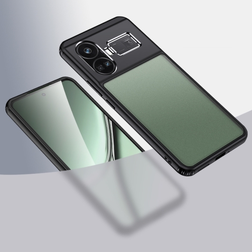

For Realme GT5 Armor Clear TPU Hard PC Phone Case(Matte Black)