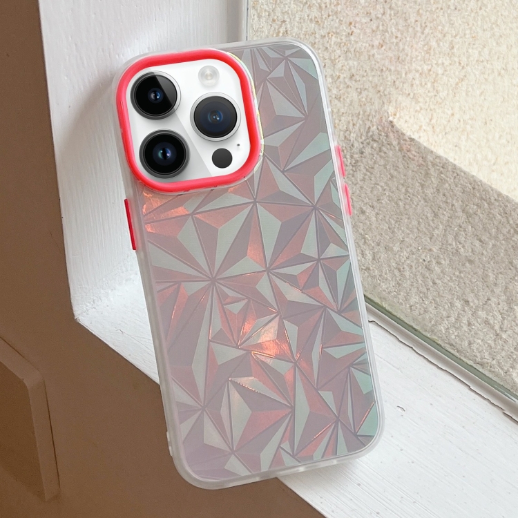

For iPhone 15 Pro Max Laser Diamond Pattern Frosted Phone Case(Red)