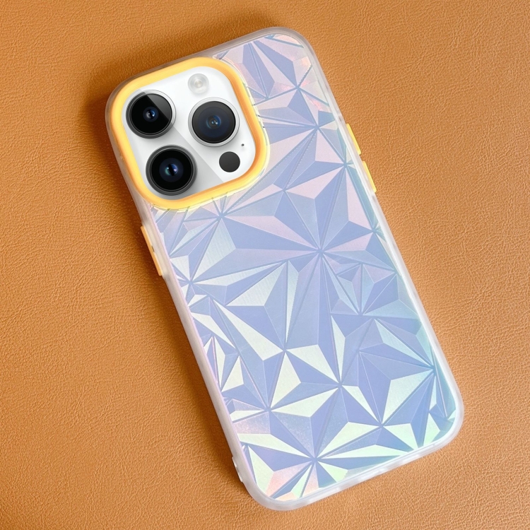

For iPhone 15 Pro Max Laser Diamond Pattern Frosted Phone Case(Yellow)