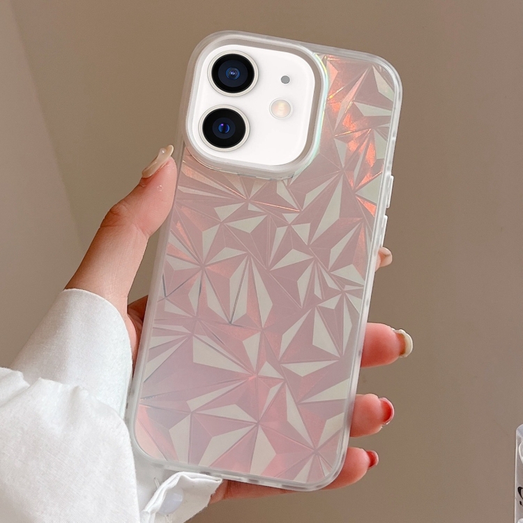 

For iPhone 12 Laser Diamond Pattern Frosted Phone Case(White)