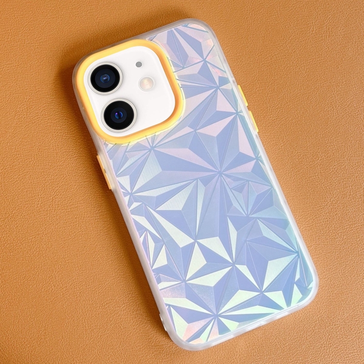 

For iPhone 12 Laser Diamond Pattern Frosted Phone Case(Yellow)