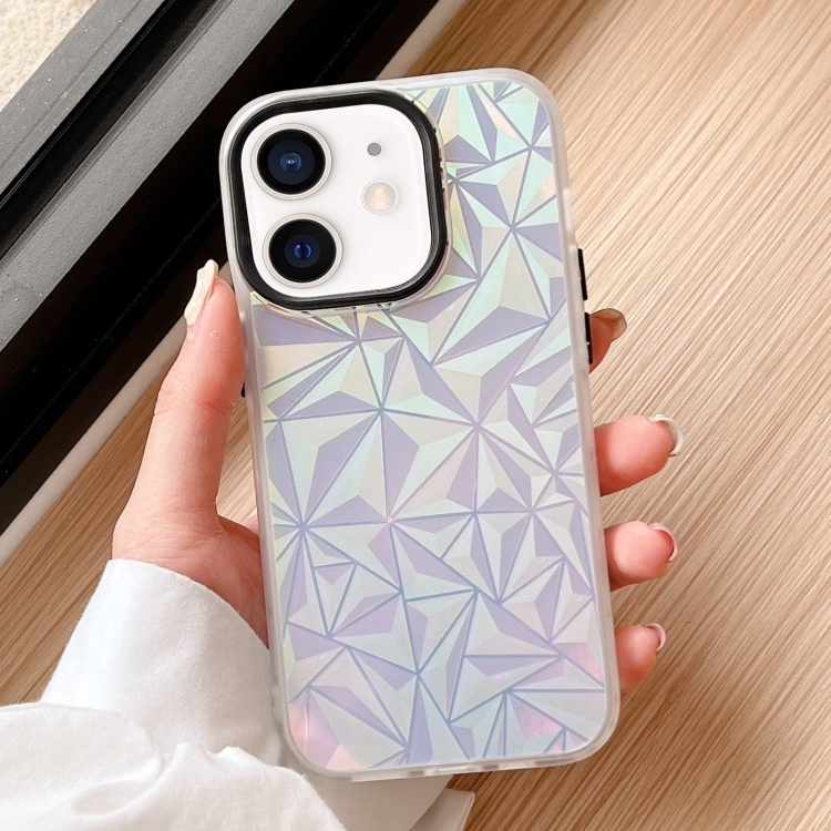 

For iPhone 12 Laser Diamond Pattern Frosted Phone Case(Black)