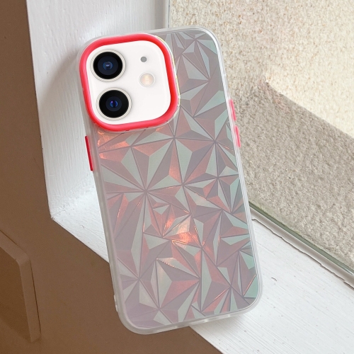 

For iPhone 11 Laser Diamond Pattern Frosted Phone Case(Red)
